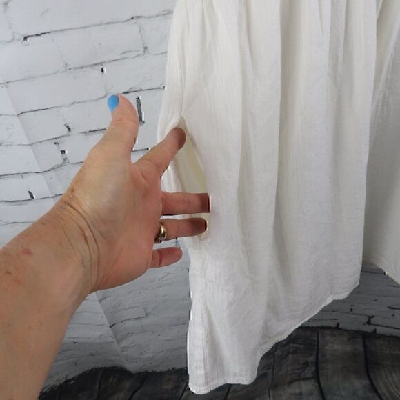 ZARA TRF COLLECTION IVORY CAP SLEEVE EMBROIDERED SMOCK TUNIC TOP SIZE XS - Picture 6 of 9